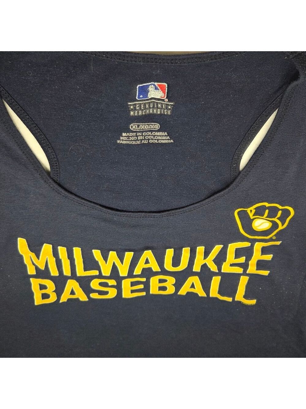 Women's MLB Navy Blue Milwaukee Baseball Tank Top XL - Picture 5 of 10